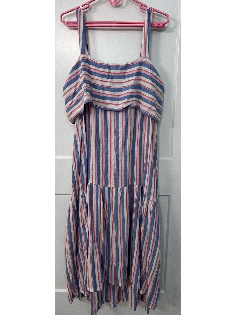 Linen blend striped maxi/ midi dress